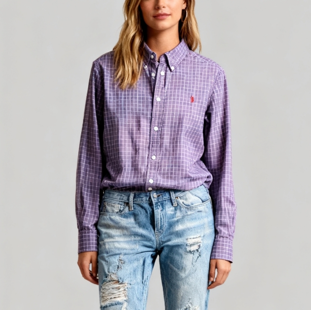 Ralph Lauren Purple Checkered Casual Shirt